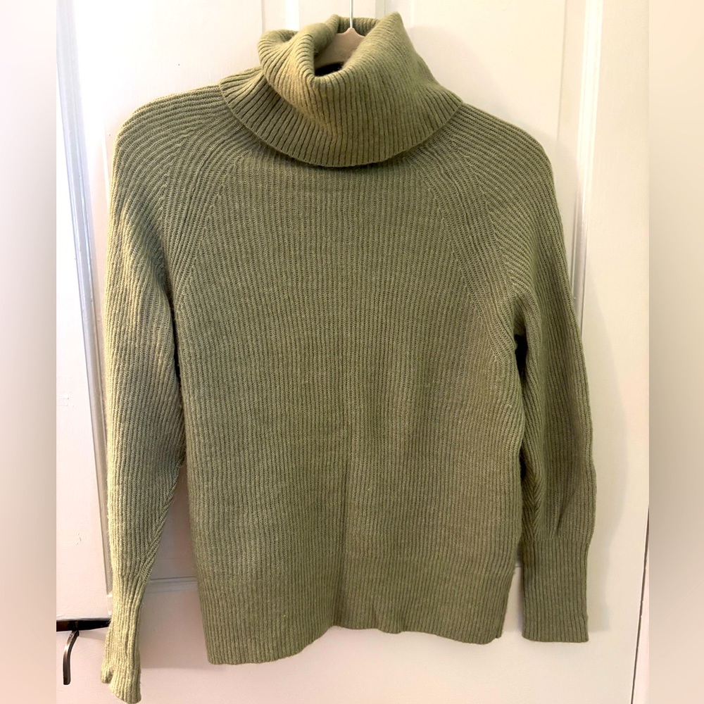 Quince Alpaca Wool Blend Roll Neck Sweater Sage Green, Meduim